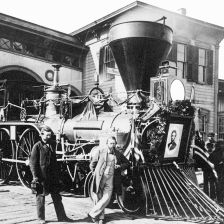 retro fotografie Pohřební vlak Abrahama Lincolna, rok 1865.