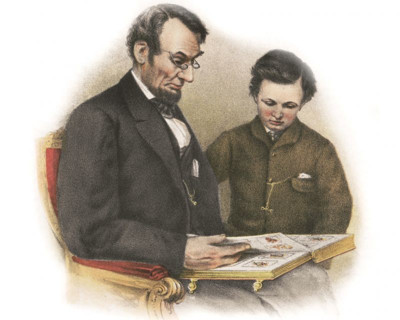 zobrazit detail historického snímku: Abraham Lincoln a jeho syn Tad.