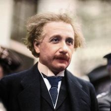 kolorovaná fotografie Albert Einstein.