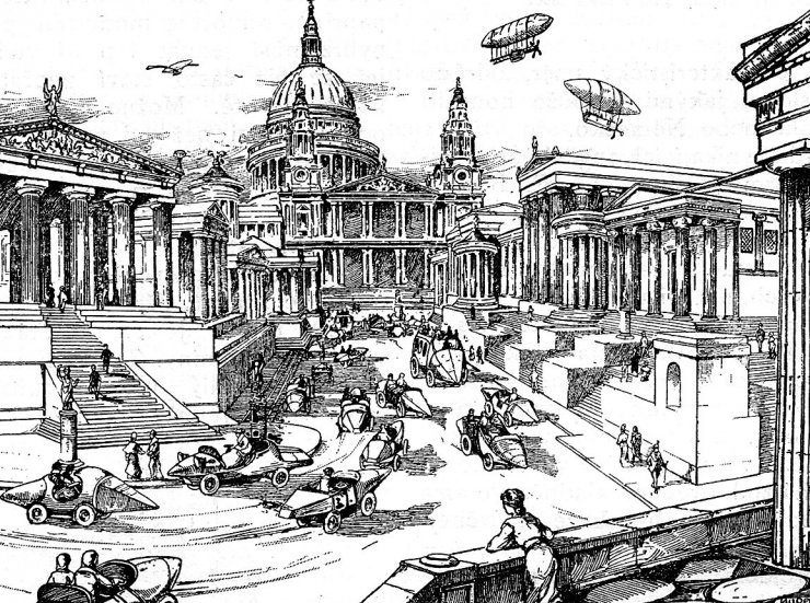 zobrazit detail historického snímku: Jak by vypadala londýnská ulice ve slohu starořeckém.