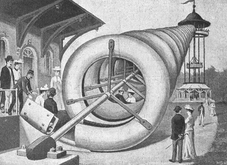 zobrazit detail historického snímku: Archimedův šroub lidovou zábavou.