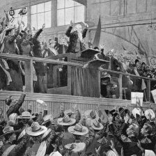 retro fotografie Náčelník „armády spásy“, Booth, řeční na kongresu londýnskem.