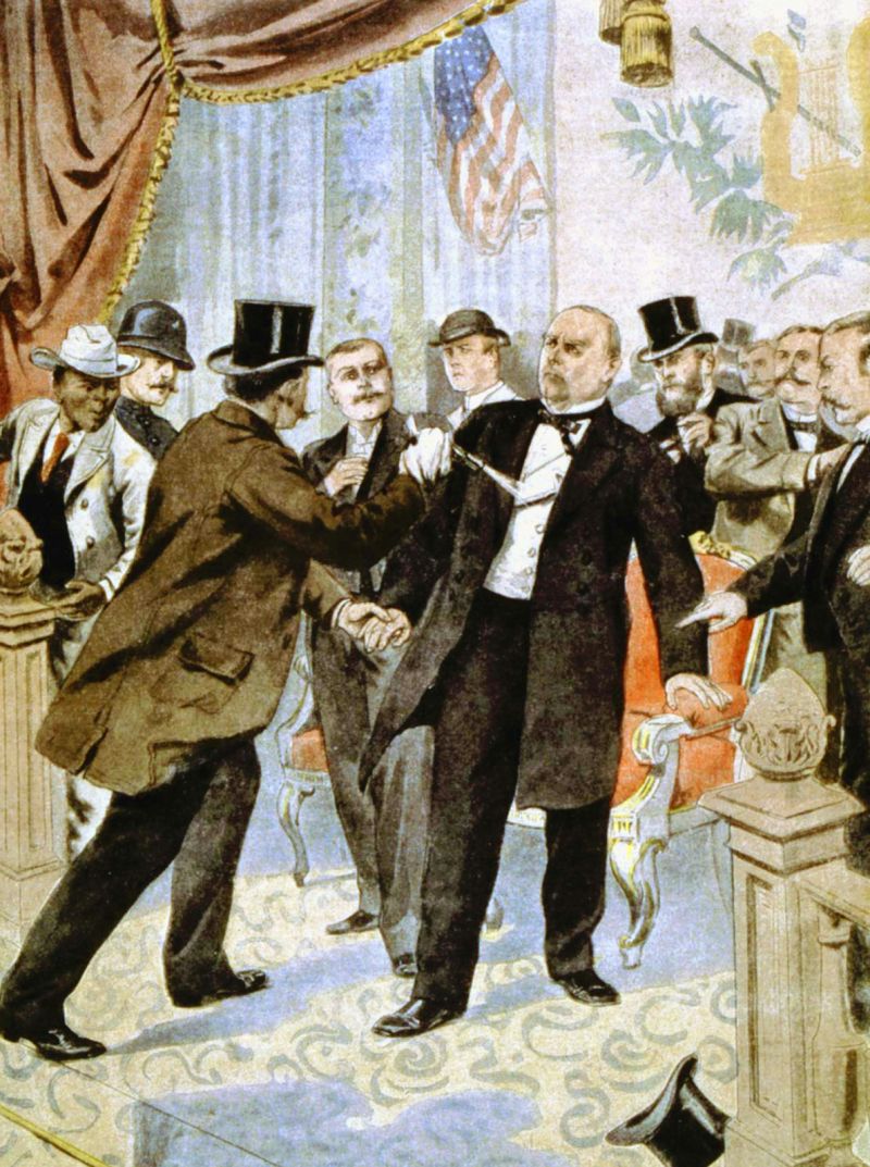 zobrazit detail historického snímku: Atentát na prezidenta Mc Kinleye, který spáchal Leon Czolgosz.