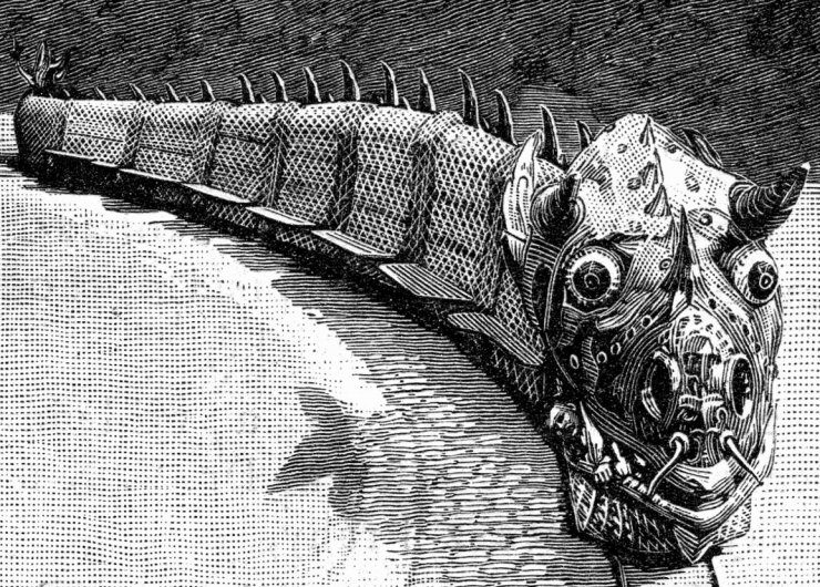 zobrazit detail historického snímku: Mořský had Ofion v Aklimatační zahradě v Paříži.