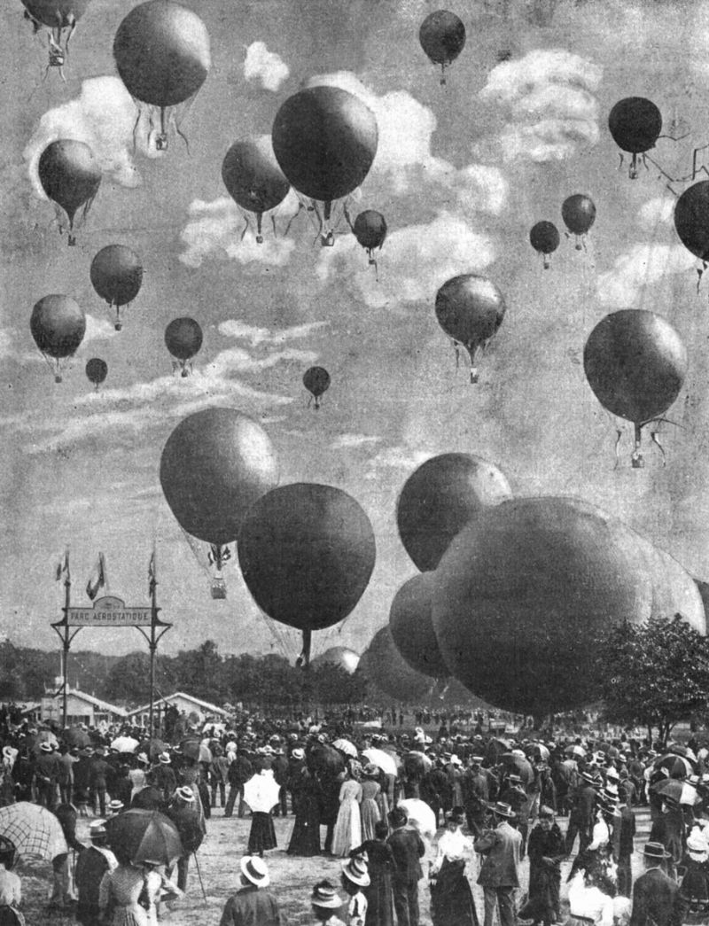 zobrazit detail historického snímku: Balonové závody v Paříži.