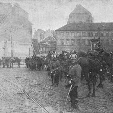 retro fotografie Obsazení Ferdinandovy třídy od dragounů.