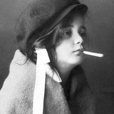 retro fotografie Dítě s cigaretou.