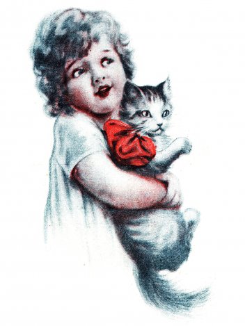 Děvčátko s kočkou - klikněte pro zobrazení detailu