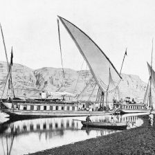 retro fotografie »Dahabeeah« - zábavný člun na Nilu v Egyptě.