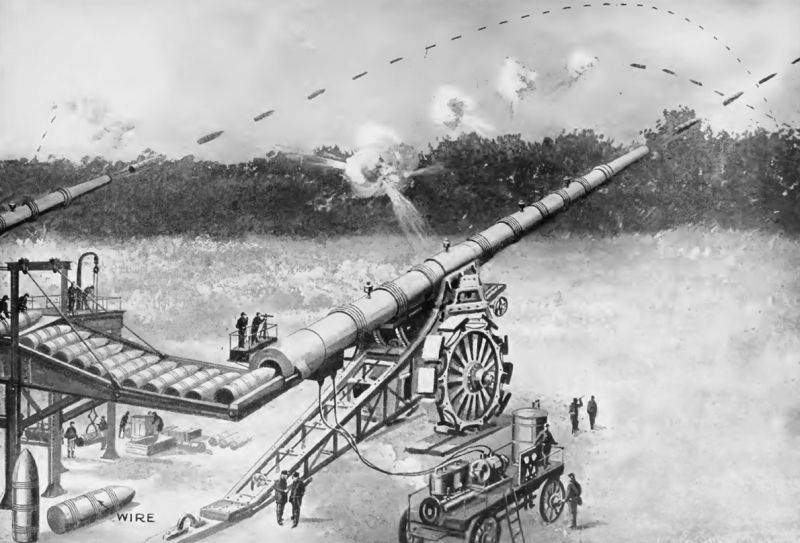 zobrazit detail historického snímku: Představa elektrického děla ve válce.