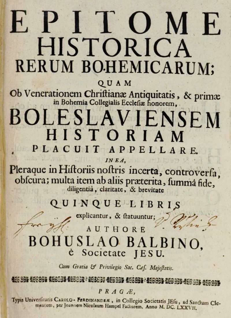 zobrazit detail historického snímku: Epitome historica rerum Bohemicarum .