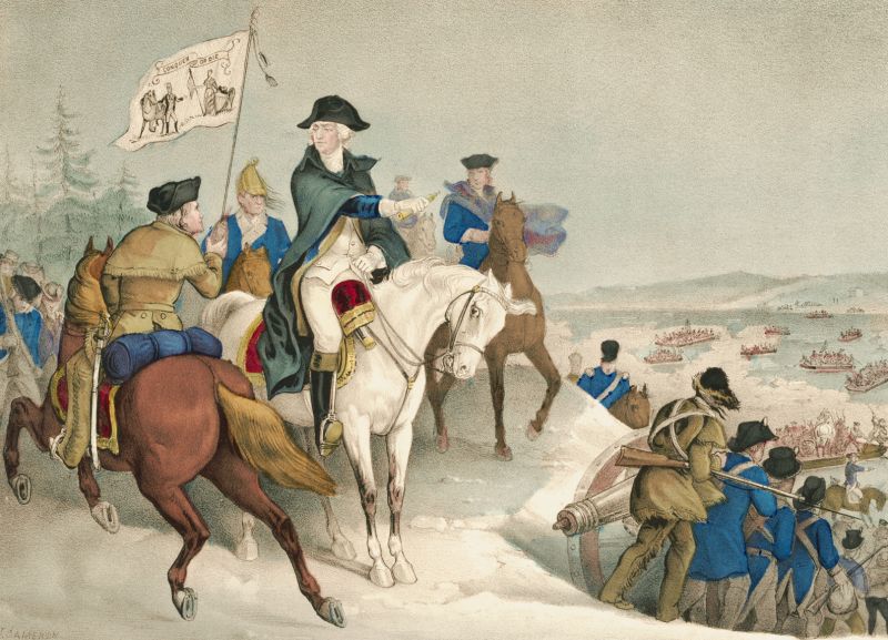 zobrazit detail historického snímku: George Washington u řeky Delaware.