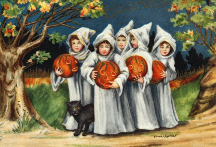 zobrazit detail historického snímku: Děti o Halloweenu.