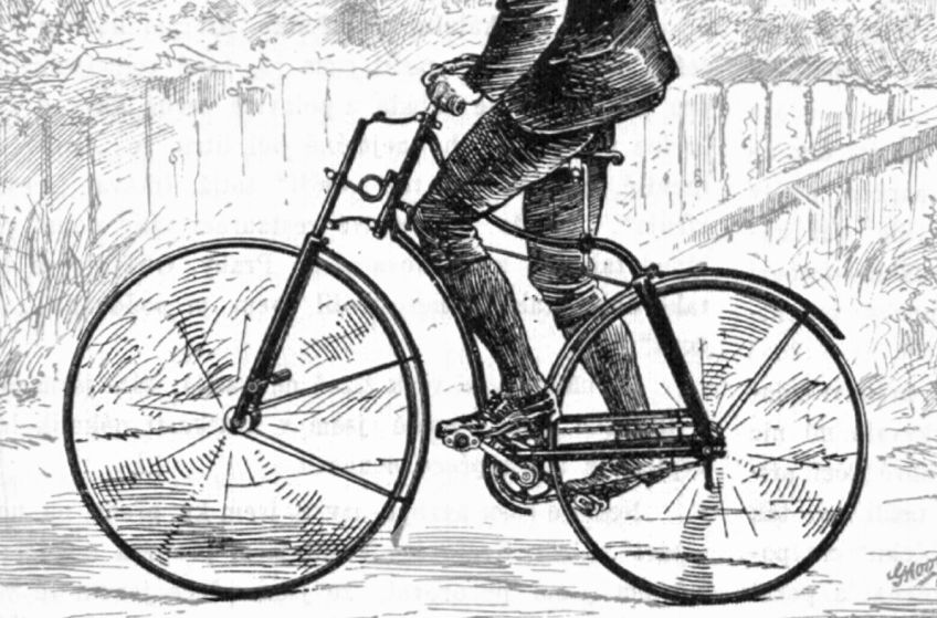 Jak vypadalo první kolo s odpruženou přední vidlicí?: Jezdíte na odpruženém kole? Podívejte se, jak byl v…