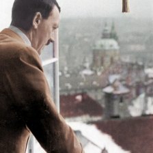 kolorovaná fotografie Adolf Hitler v Praze.