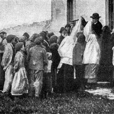 Hladové obyvatelstvo irské před vraty klášterními.