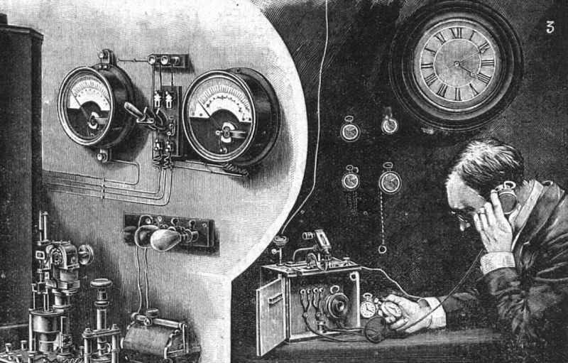 zobrazit detail historického snímku: Bezdrátová telegrafie času.