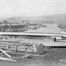 retro fotografie Celkový pohled na přístav Holešovický v Praze.