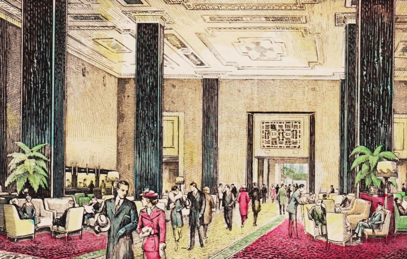 zobrazit detail historického snímku: Hotel Waldorf-Astoria v New Yorku.