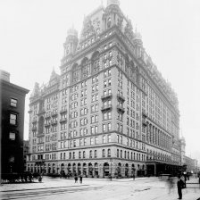 retro fotografie Hotel Waldorf-Astoria v New Yorku.