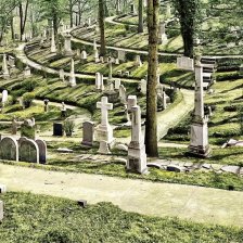 kolorovaná fotografie Hřbitov.