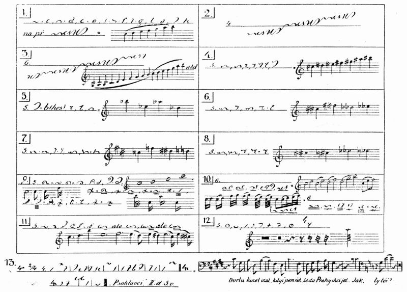zobrazit detail historického snímku: Ukázka hudebního rychlopisu JUDra E. Tondera.