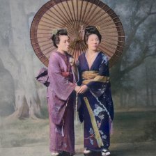 kolorovaná fotografie Japonky.