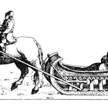 Staré selské saně dle rytiny z r. 1546.