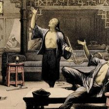 retro fotografie Čínské opiové doupě.