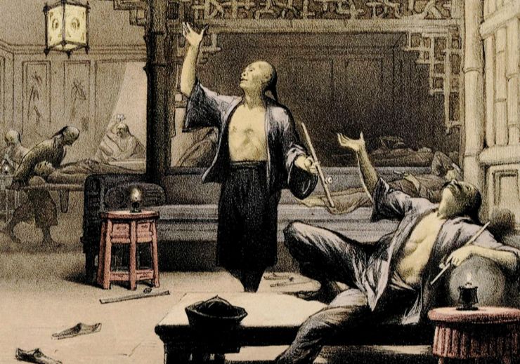zobrazit detail historického snímku: Čínské opiové doupě.