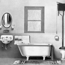retro fotografie Koupelna s toaletou.