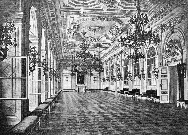 zobrazit detail historického snímku: Královská pokladnice neboli německý sál na hradě Pražském.