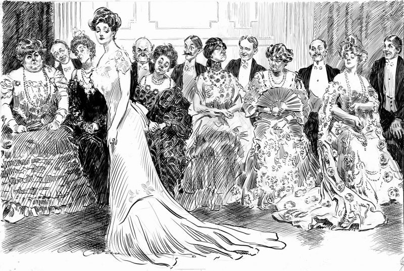 Dáma na plese, autor kresby Charles Dana Gibson. - klikněte pro zobrazení detailu