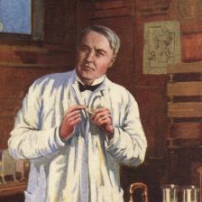 Thomas Alva Edison ve své laboratoři.