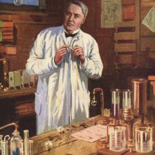 Thomas Alva Edison ve své laboratoři.