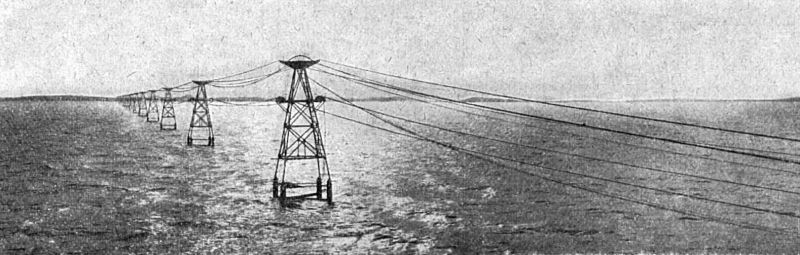 zobrazit detail historického snímku: Lanová dráha přes Michiganské jezero.