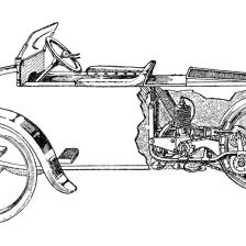 Schema lehkého, tříkolového automobilu »Xtra«.