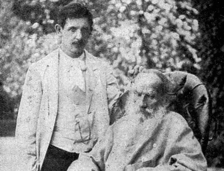 zobrazit detail historického snímku: Hrabě Lev N. Tolstoj se svým lékařem.