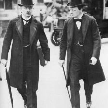 retro fotografie David Lloyd George a Winston Churchill.