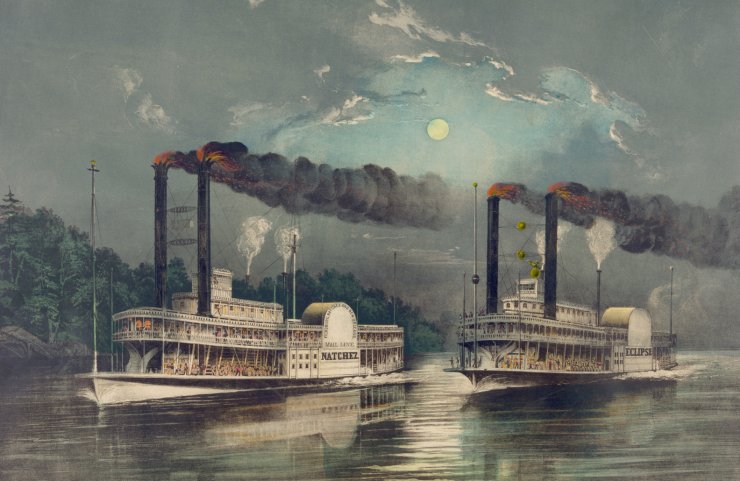 zobrazit detail historického snímku: Půlnoční závod na Mississippi.