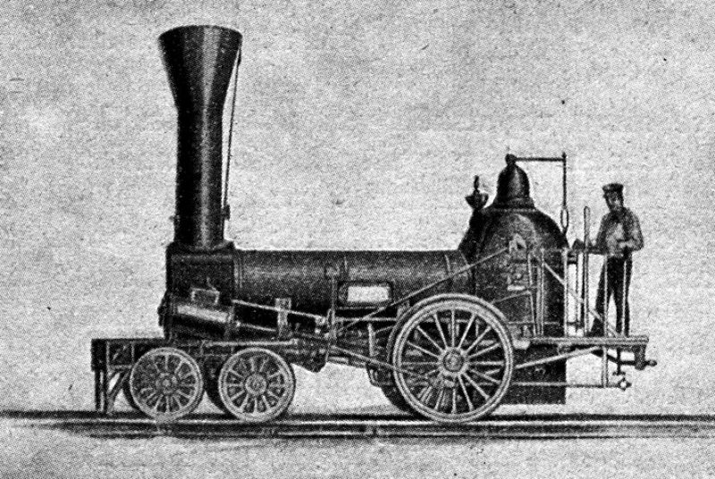 zobrazit detail historického snímku: Vývoj lokomotiv v Americe. Rok 1840.