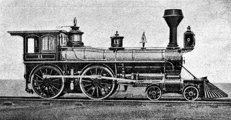 zobrazit detail historického snímku: Vývoj lokomotiv v Americe. Rok 1880.