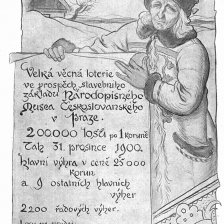 Plakát vecné loterie ve prospěch Národopisného musea v Praze.