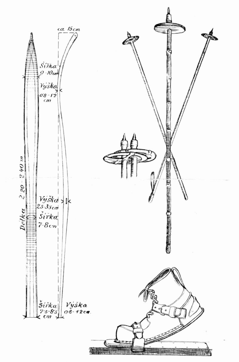 zobrazit detail historického snímku: Vzorné lyže modelu t. zv. telemarského.