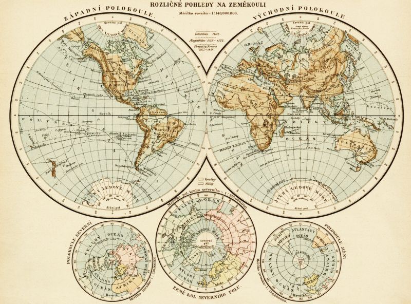 zobrazit detail historického snímku: Pohledy na zeměkouli.
