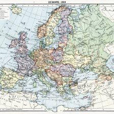 retro fotografie Mapa Evropy z roku 1919.