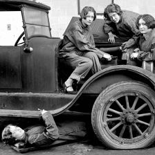 retro fotografie Oprava automobilu.