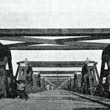 retro fotografie Most mezi Libní a Holešovicemi. Pohled z předu.