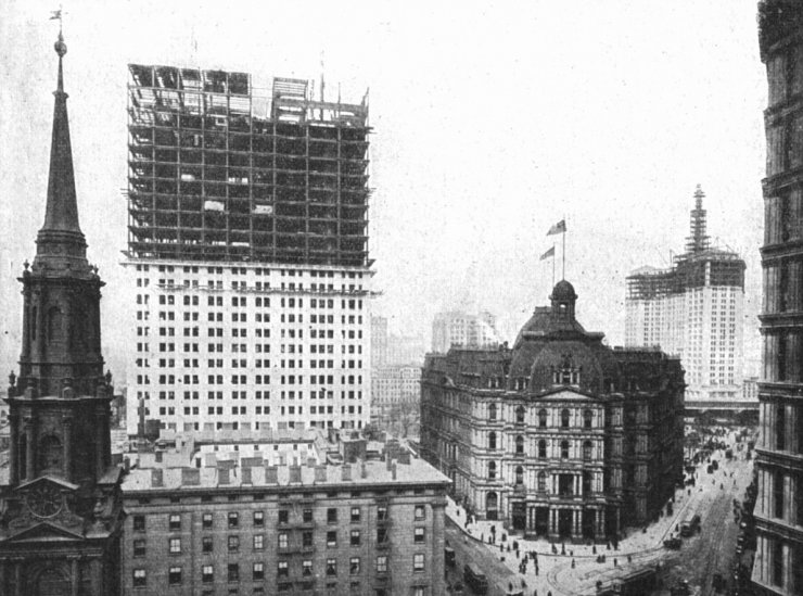 zobrazit detail historického snímku: Stavba mrakoškrabů v New Yorku.