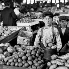 retro fotografie Trh s ovocem a zeleninou.